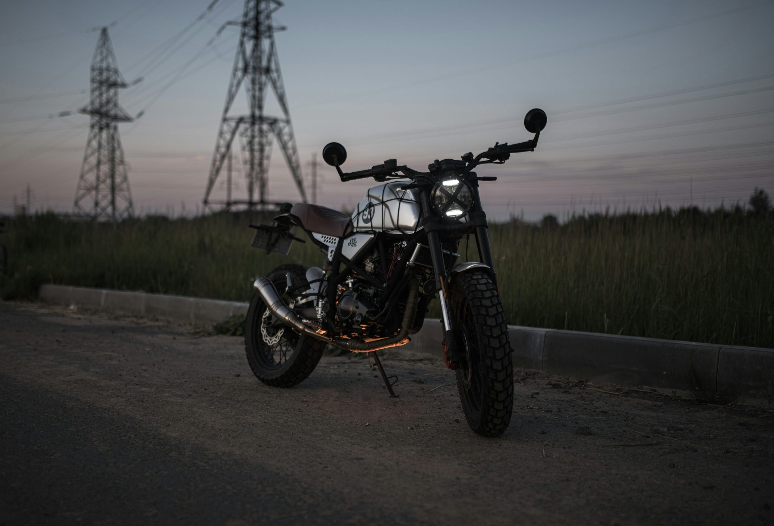 a motorcycle parked on a road